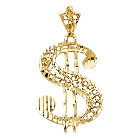 14K Dollar Sign Pendant