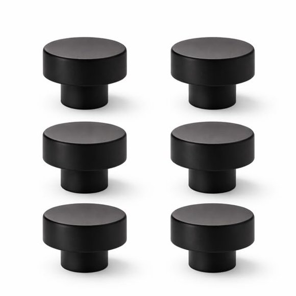 Perillas de madera para gabinete CUT & PACK 40 mm negro mate, paquete de 6