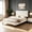 Beige01, variant on Gewnee Full Size Platform Bed Frame with Linen Upholstered Tufted Headboard and Wood Slats for Bedroom, No Box Spring Needed,Light Grey