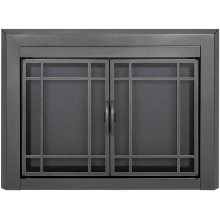 Pleasant Hearth Easton Collection Fireplace Glass Door, Gunmetal - Large