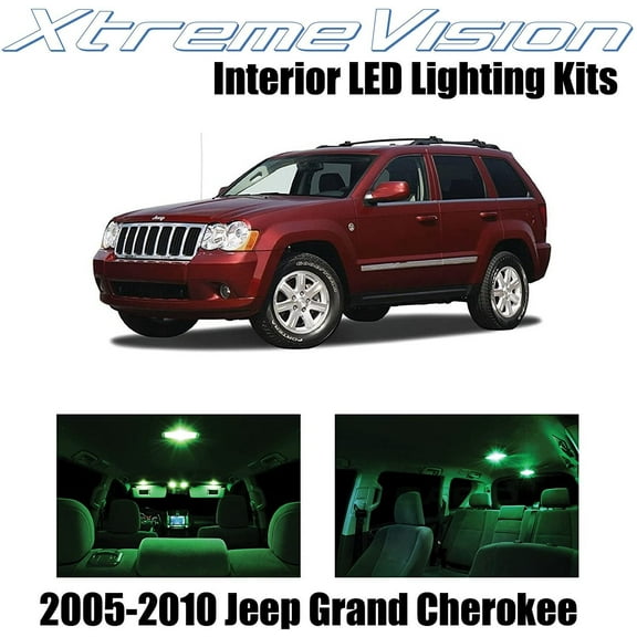 XtremeVision Interior LED for Jeep Grand Cherokee 2005-2010 9 pcs Green Interior LED Kit   Installation Tool