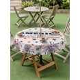 thumbnail image 3 of Outdoor Tablecloth with Umbrella Hole and Zipper, Independence Day Round Table Cloth 60 Inch Waterproof Tablecloth, Blue Red Star Fireworks American Flag Picnic Table Cover for Patio Camping, 3 of 7