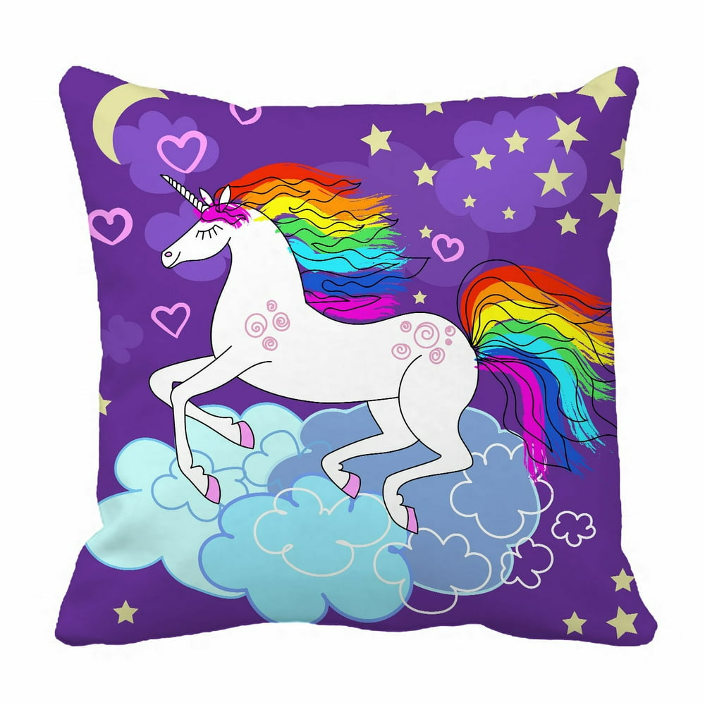 ECZJNT Beautiful rainbow unicorn Pillow Case Pillow Cover Cushion Cover 16x16 Inch
