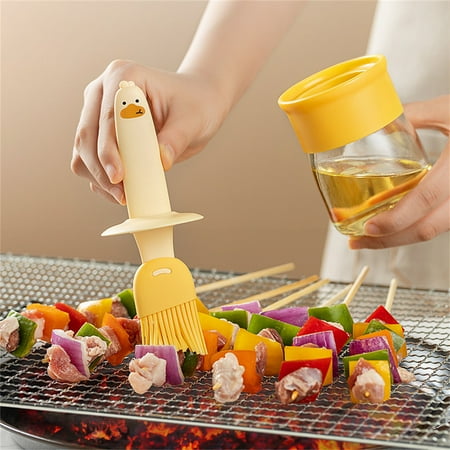 

New for 2024 Barbecue Tools Clearance BBQ Oil Bottle Brush Bottle Baster Brush Glass Oil Bottle with Brush