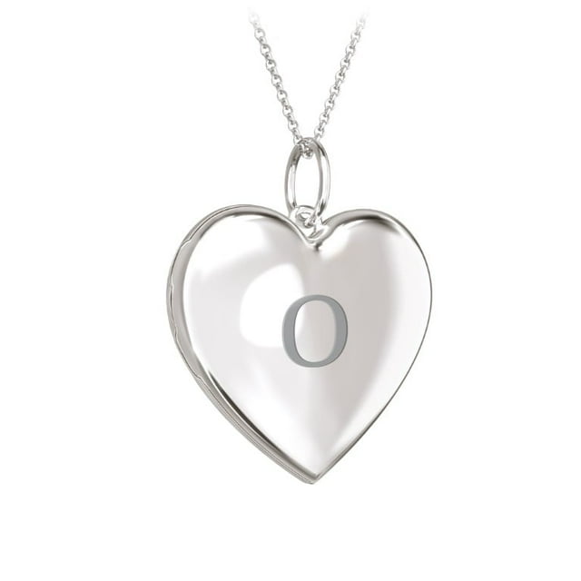 Initial Heart Locket Necklace in Sterling Silver