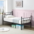 thumbnail image 3 of VECELO Twin Size Metal Platform Bed Frame with Victorian Vintage Headboard and Footboard, Under-Bed Storage, No Box Spring Needed, Easy Assembly, Black, 3 of 8