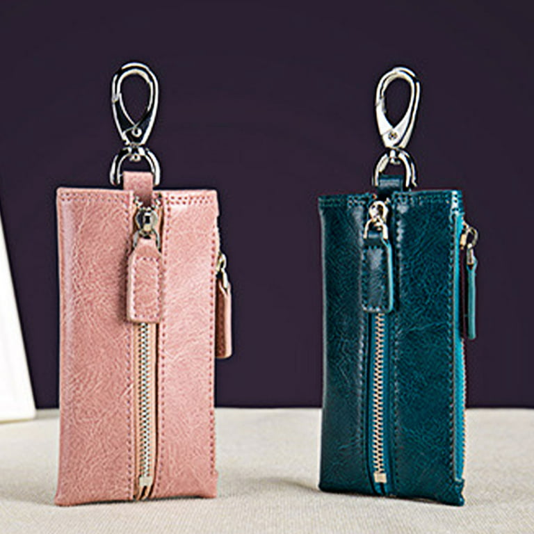 Linyer Leather Wallet Keys Storage Purse Shop Key Chain Fashion Vintage Coin  Credit Card Receipt Organizing Pouch Pink 