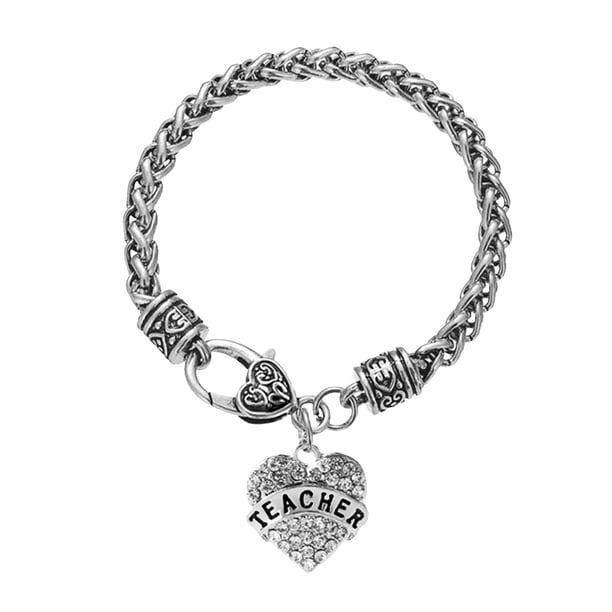Corazón Bangle Charm Pulsera Rhinestone Maestro Mamá Ceystal Regalo Familia Cumpleaños Abuela Cadena Hija Pulseras
