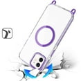 thumbnail image 3 of For iPhone 12 & iPhone 12 Pro Transparent HQ Clear Line Design Edged Hybrid [Magnetic Circle] with Matching Lanyard - Dark Purple, 3 of 4