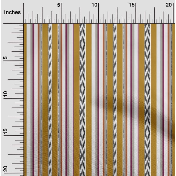 oneOone Cotton Poplin Gamboge Yellow Fabric Stripe Ikat Dress Material Fabric Print Fabric By The Yard 56 Inch Wide