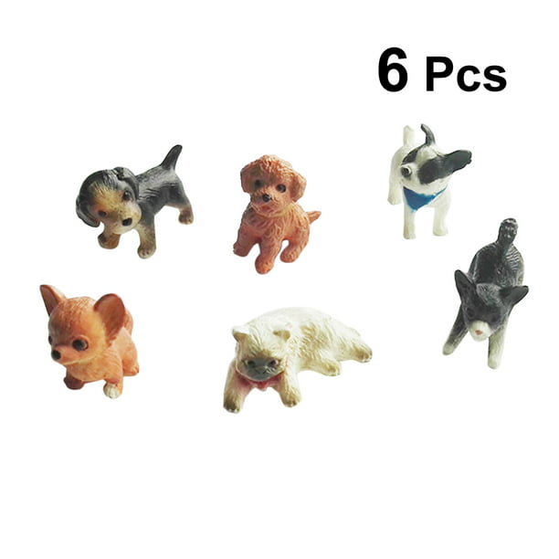 6 pcs Simulation Mini Chat Chien Modèle Figurines Animaux Miniature Pet  Poupée Jouets Ornements Mignons 