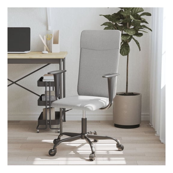 Light Gray Office Chair - Adjustable Height, Swivel, Fabric Upholstery - Ergonomic Desk Chair with Armrests for Home & Office