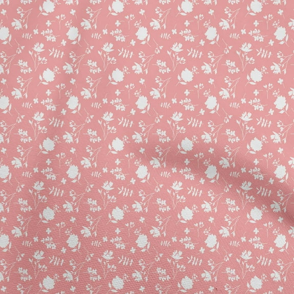 oneOone Velvet Medium Pink Fabric Floral Fabric For Sewing Printed Craft Fabric By The Yard 58 Inch Wide