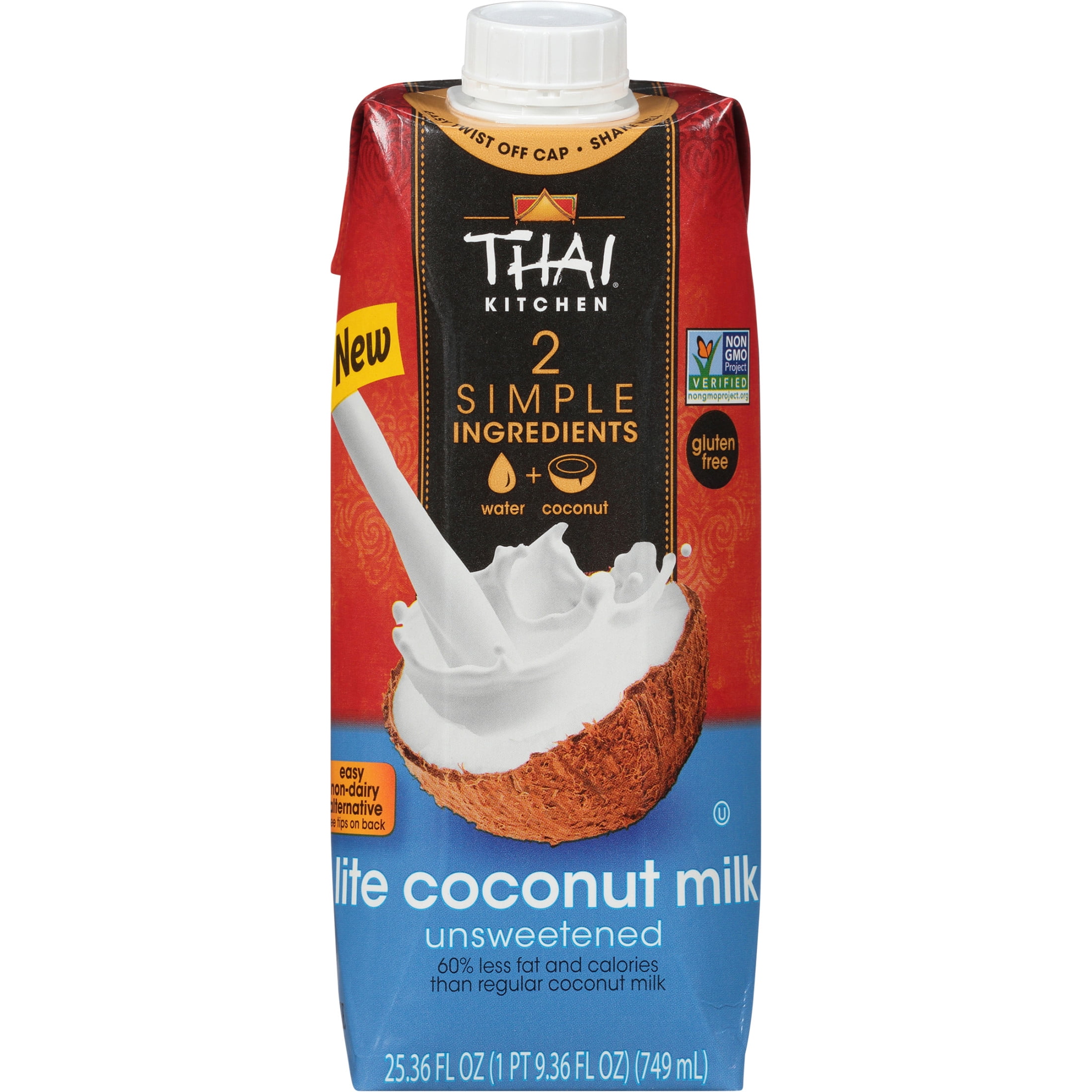 (6 pack) Thai Kitchen Non-GMO Gluten Free Lite Coconut Milk, 25.36 fl oz Brick