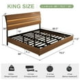 thumbnail image 2 of Feonase Floating Bed Frame King with Led Lights and Charging Station, Wood Full Size Bed Frame with Storage Headboard, Heavy Duty Metal Slats, No Box Spring Needed, Easy Assembly,Walnut, 2 of 8
