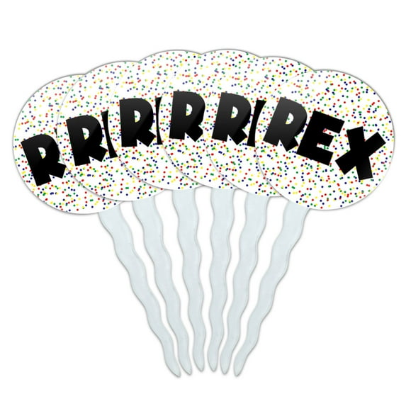 Rex Cupcake Picks Toppers - Set of 6 - Mutlicolored Speckles
