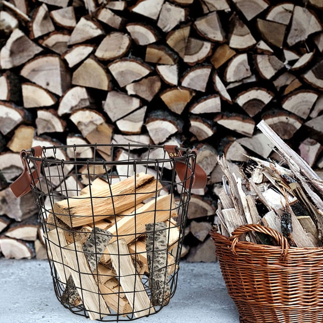 TAILTOSS Mesh Storage Basket Iron Firewood Storage Basket 1Pcs For Barbecues