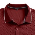 thumbnail image 7 of Zivyakyro Long Sleeve Polo T Shirts for Men Button Fall Casual Collared Textured Loose Breathable Jacquard Shirt Red 3XL, 7 of 7