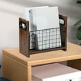 thumbnail image 4 of Keyohome Magazine Rack Metal and Wood Magazine File Holder Practical Mail Organizer Space Saving File Storage Basket for Home Office Bedroom Living Room, 4 of 10