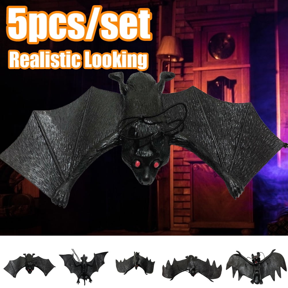 Travelwant 5Packs Halloween Realistic Hanging Bats,Realistic Looking