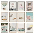 thumbnail image 4 of Kate and Laurel Sylvie Hot Air Balloon Travel Framed Canvas Wall Art by July Art Prints, 18x24 Natural, Zoo Animal Wall Art Decor, 4 of 6