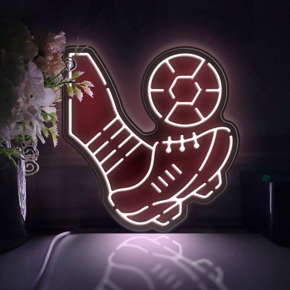 Playing Soccer Led Light Box, Dimmable Neon-Like Light Signs USB Power for Wall Decor Bedroom Decoration, Static Light (WxH) 8"x8"