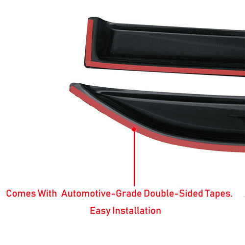 Side Window Visor Rain Guards — Out-Channel, Compatible with 2015-2022 Ford F150 Crew Cab 4 pcs Dark Smoke Wind Deflectors, UV-Resistant