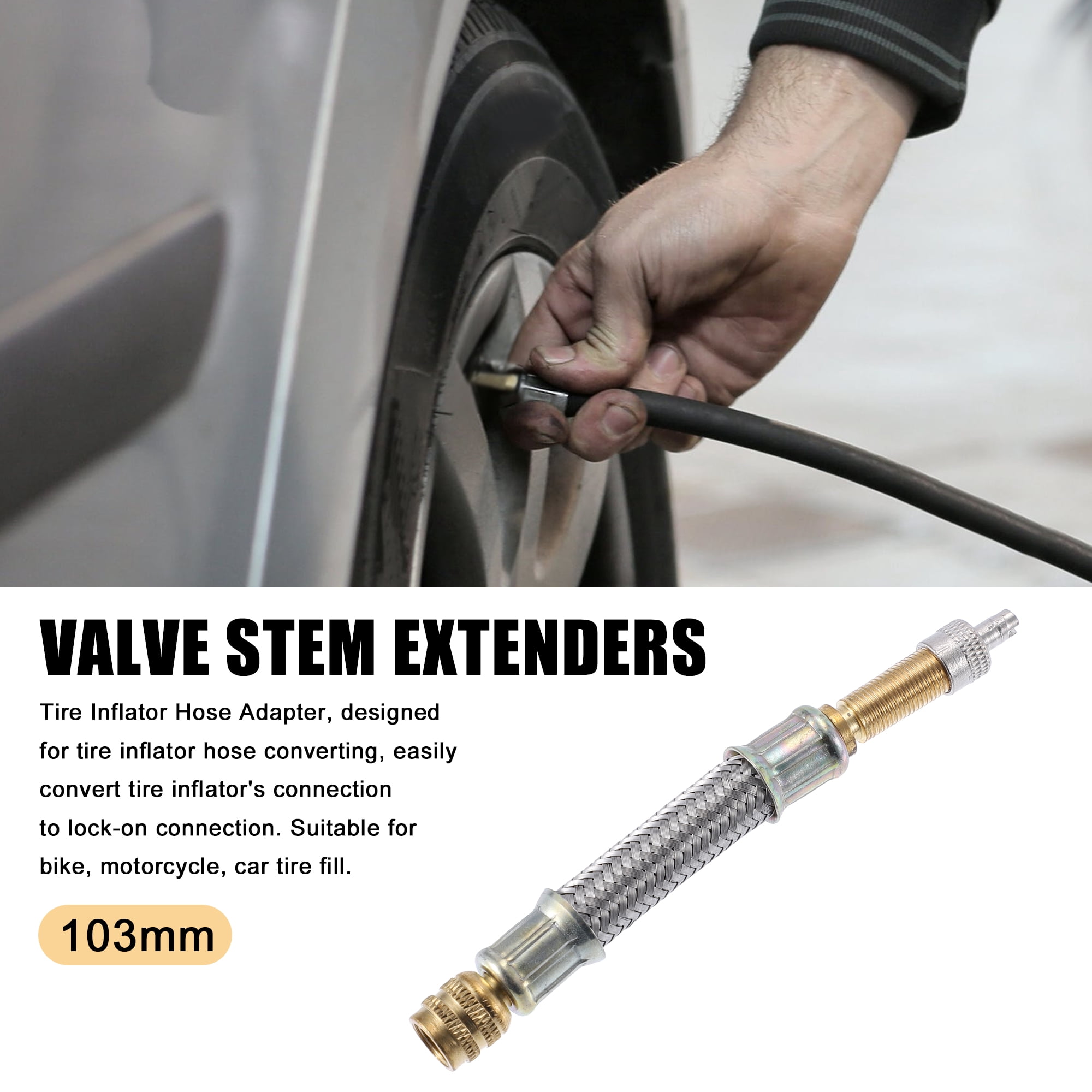 Unique Bargains 103mm 4.06 Inch Tire Inflator Air Extension Hose Adapter Set of Four