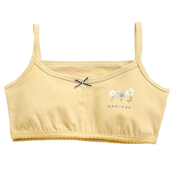 Zanarzt Cotton Bralette Girls Cotton Bralette Seamless Crop Bras Children's Cotton Sports Bra Yellow,13-14 Years