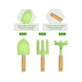 thumbnail image 3 of Juego de herramientas de jardinería para niños de metal, juego de jardinería para niños que incluye paleta, tenedor y rastrillo con mango de madera, juego de herramientas para niños de playa (verde), 3 of 5