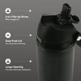 thumbnail image 3 of TAL 24oz Stainless Steel 2-in-1 Straw and Chug Water Bottle with Push Lid, Black, 3 of 10