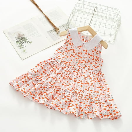 

Realhomelove Toddler Baby Girl Floral Casual Dress Ruffle Sleeveless Princess Dress Flower Print Sundress Kids Summer Outfit Clothes 2-10T