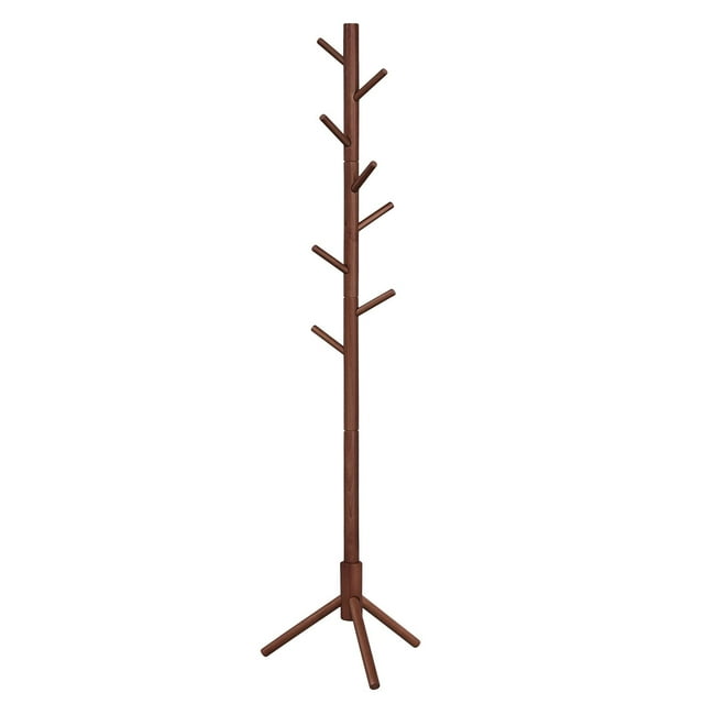 Perchero de madera maciza con 8 ganchos, 3 opciones de altura, para ropa, sombreros, bolsos, sala de estar, dormitorio, oficina en casa, blanco