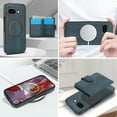 thumbnail image 5 of 2 in 1 Detachable Magnetic Phone Cases Compatible with Google Pixel 9a, with Credit Card Holder, Classic Durable Premium PU Leather Kickstand Rugged Flip Cover for Women Men, Blue, 5 of 6