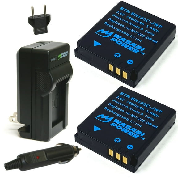 Wasabi Power Battery (2-Pack) and Charger for Ricoh DB-65