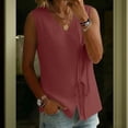 thumbnail image 5 of TGSLY Women's Casual Cotton Linen Tank Tops Trendy V Neck Wrap Solid Color Vest Lightweight Soft Tie Front Sleeveless Shirts XL, 5 of 8