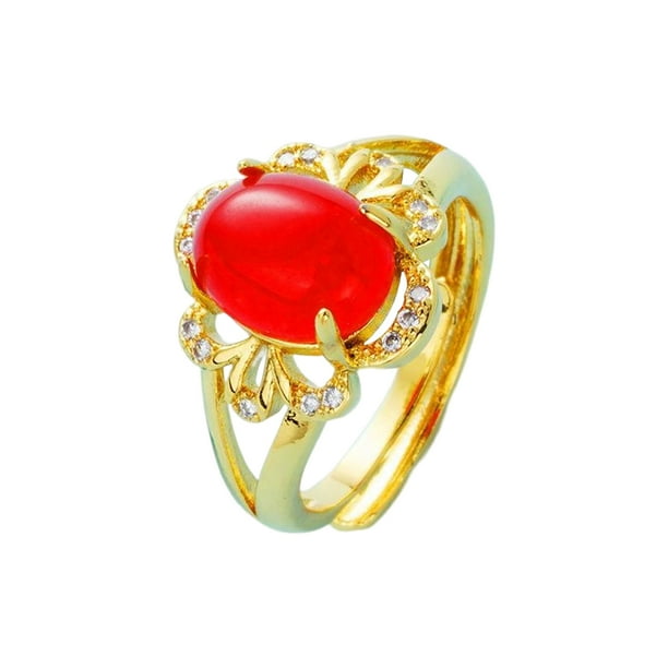 Minnieouse Anillo de apertura de mujer Anillos de cristal de metal de latón Decoraciones Novia de moda Niñas Señora Joyería para citas Joyas Ropa, zapatos y accesorios Miscelánea Rojo Minnieouse AP014474-02