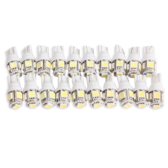 Lámpara De Coche 20 piezas T10 5050 5SMD LED luz blanca coche lado cuña luz trasera lámpara brillante Tmvgtek Accesorios para autos y motos