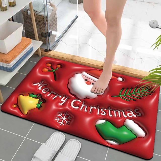 COM1950s Bath Mat, Super Absorbent and Non-Slip Diatom Mud Mat with 3D Visual Expansion, Quick Dry Water Absorption for Bathroom and Toilet Safety, Durable and Decorative Floor Mat for Home Use