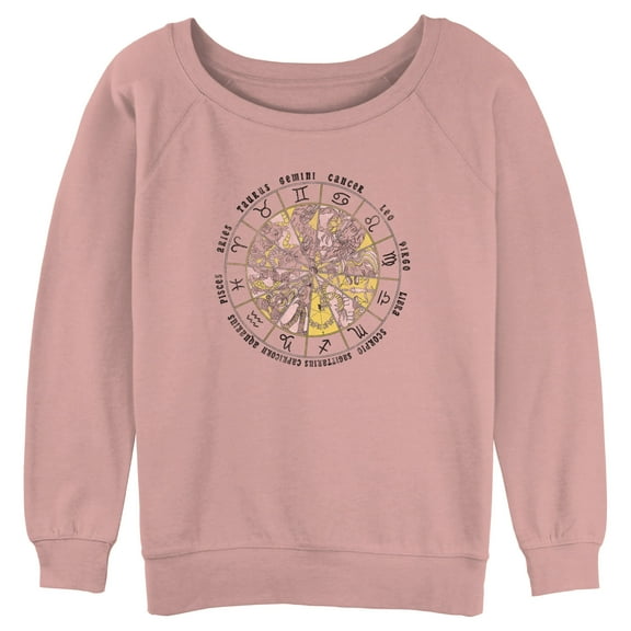 Junior's Lost Gods Astrology Vintage Wheel Sweatshirt Desert Pink Medium