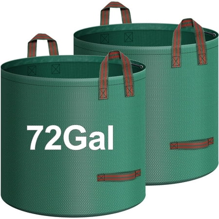 Samhe 2 Pack 72 Gallons Leaf Bags, Large Garden Bag Heavy Duty Reusable Yard Waste Bags with 4 Handles, Foldable Yard Trash Bag for Waste Management (26.3" Dia × 29.9" H)