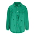 thumbnail image 6 of Trucker Jean Jackets for Women Oversized Button Up Ripped Frayed Hem Shacket Casual Distressed Denim Jackets Coat with Pockets, 6 of 8