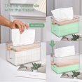 thumbnail image 4 of Plastic Tissue Box Holder Cover With Wooden Lid, Small Size Modern Facial Paper Holder For Bathroom, 6.85" X4.96" X4.49" Rectangular Clear Tissue Box, 4 of 5