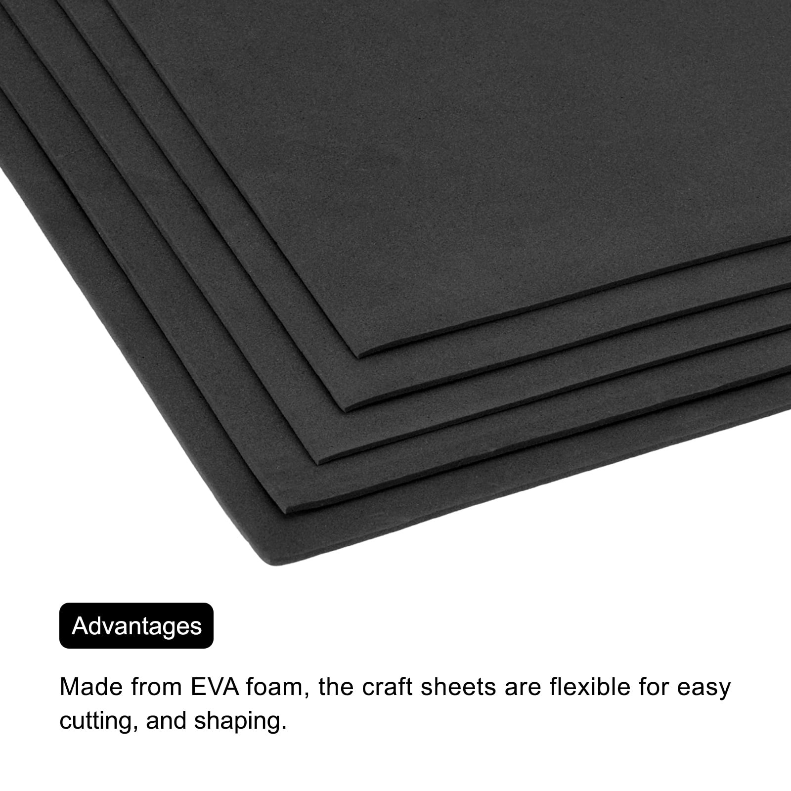 Uxcell EVA Foam Sheets Black 19.7 Inch x 19.7 Inch 2mm Thick Crafts Foam Sheets for Costumes, Arts and Crafts Projects Pack of 5