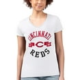 thumbnail image 4 of Women's G-III 4Her by Carl Banks White Cincinnati Reds Super-Slim Fit Lightweight City Graphic V-Neck T-Shirt, 4 of 5