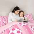 thumbnail image 4 of Erosebridal Sport Soccer Queen Comforter Set 3pcs for Boys Girls,Gradient Stripes Bedding Comforter Set for Kids Teens,Pink Reversible,Breathable Home Decor, 4 of 6