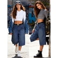 thumbnail image 3 of EMMIOL Y2k Baggy Denim Shorts for Women Wide Leg Mid Rise Bermuda Streetwear Boyfriend Shorts with Pockets, 3 of 9