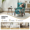 thumbnail image 2 of Upholstered  Wingback Armchair Solid Rubber Wood Legs Transitional Home Living Room Bedroom Peacock, 2 of 7