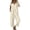 White, variant on TAGOLD Womens Capris Jumpsuit Solid Color Linen Button Down Overall Long Pants Romper