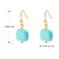 thumbnail image 6 of Aobei Pearl Natural Turquoise Gemstone Earrings 18K Gold Plated Hook Square Stone Dangle Drop Earrings Jewelry for Women, 6 of 7